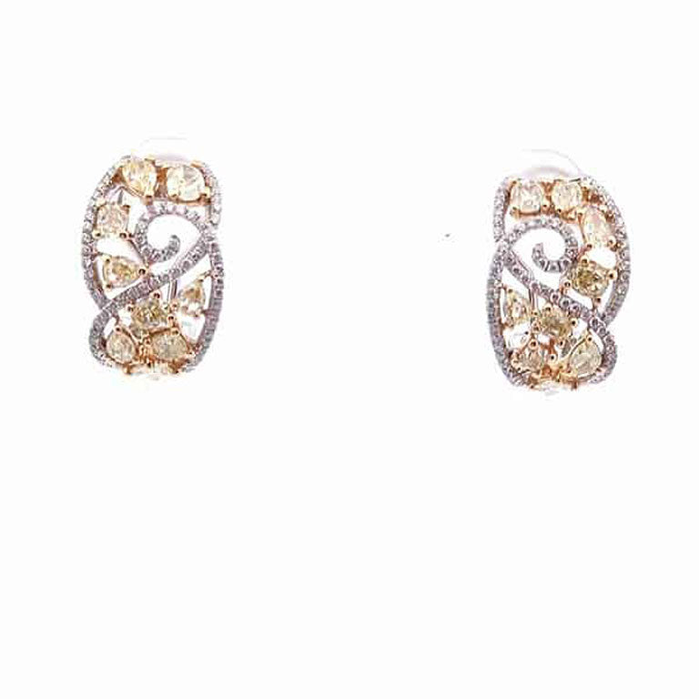 3 Carat Leverback Earrings in 14K 2-Tone Gold