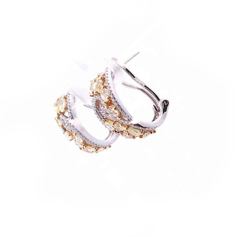 3 Carat Leverback Earrings in 14K 2-Tone Gold
