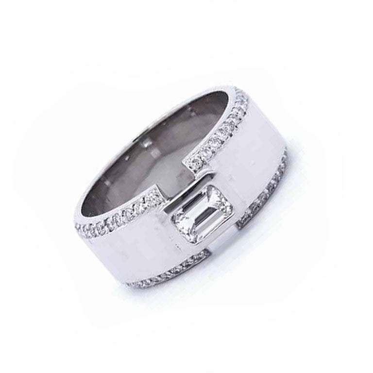 1 1/2 Carat Designer Diamond Gents Ring in 14K White Gold