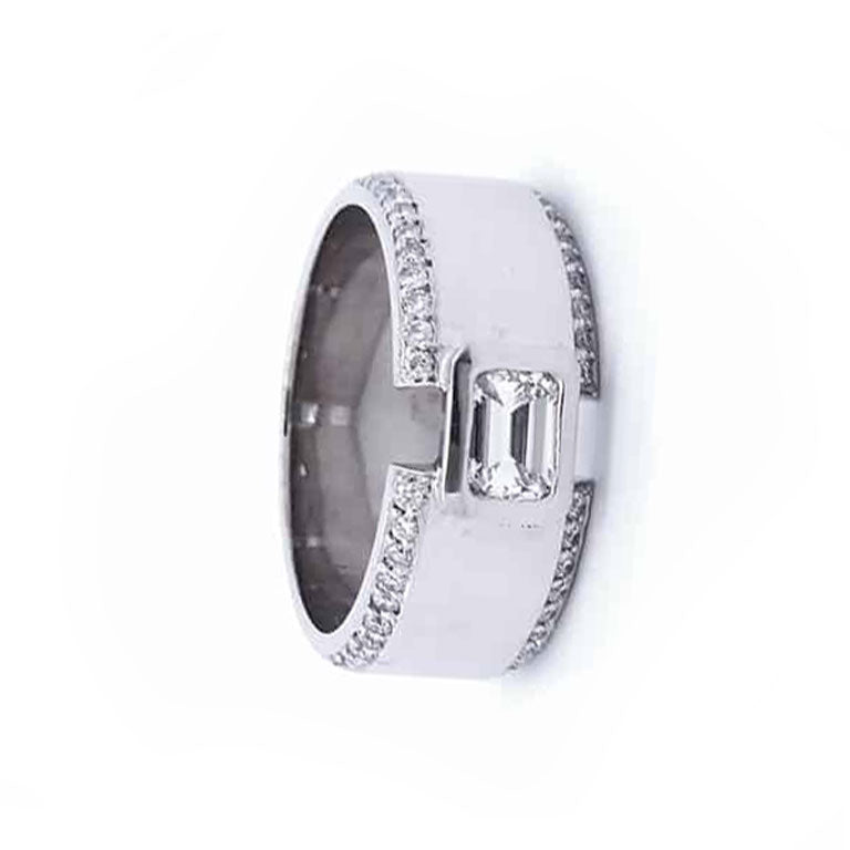 1 1/2 Carat Designer Diamond Gents Ring in 14K White Gold