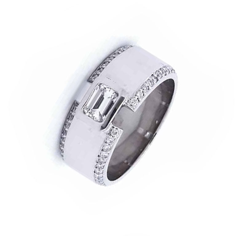 1 1/2 Carat Designer Diamond Gents Ring in 14K White Gold