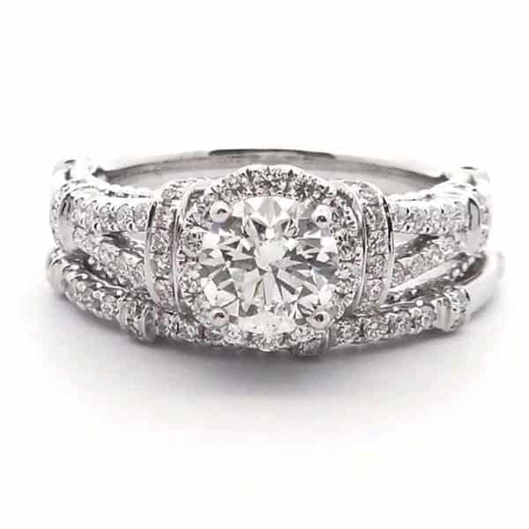 1 3/4 Carat 2 Piece Diamond Halo Wedding Ring