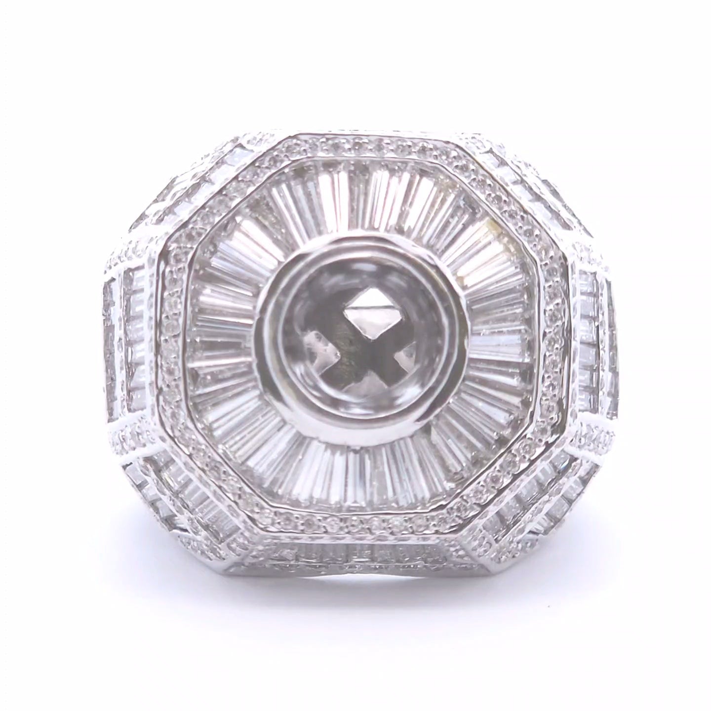 6.87ct Gents Diamond Ring in 18k White Gold