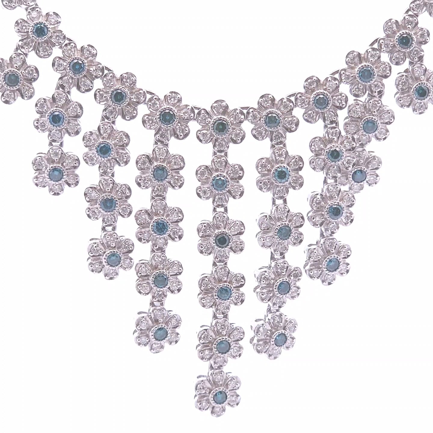 7ct Fancy Diamond Necklace in 14k White Gold