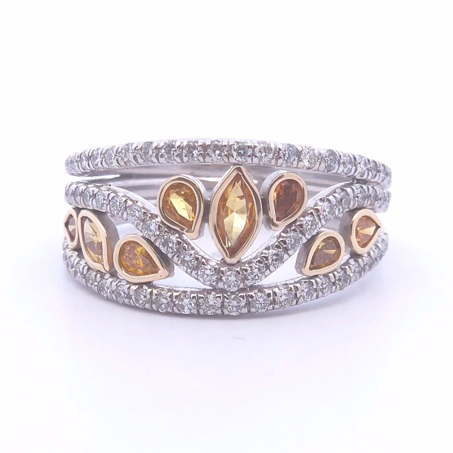 1.47ct 2-Tone Fancy Diamond Ring in 14k Gold
