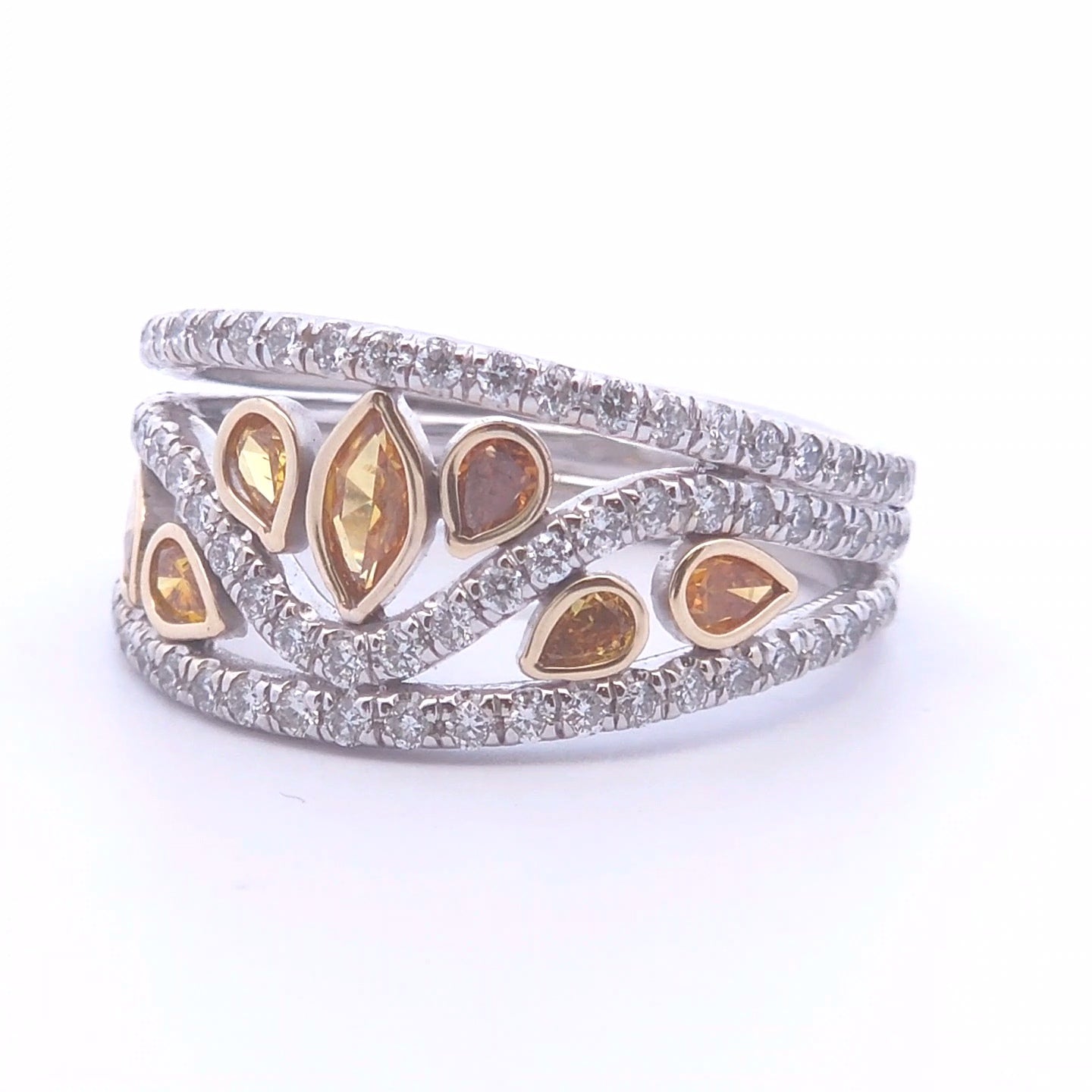 1.47ct 2-Tone Fancy Diamond Ring in 14k Gold