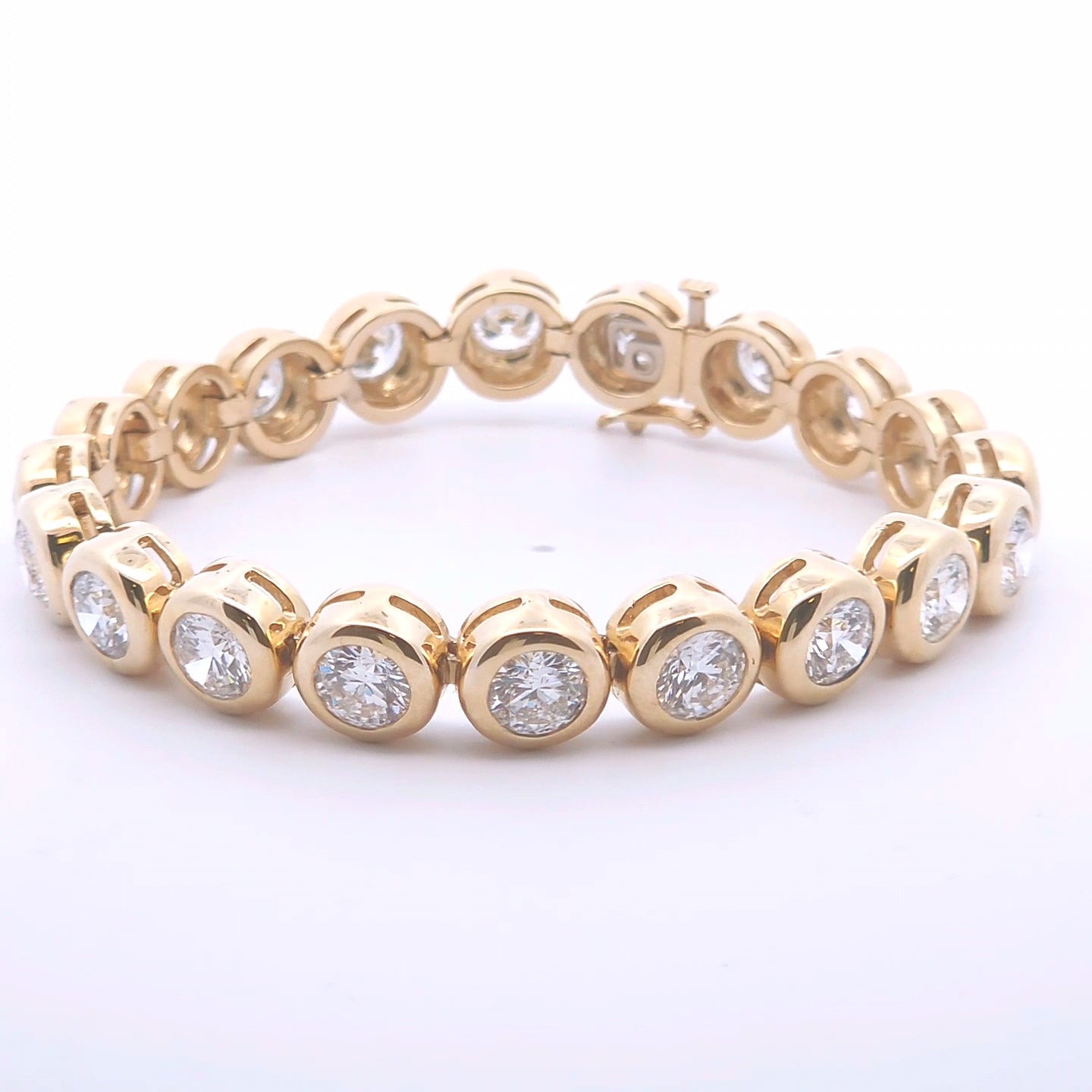 16.42ct Lab Bezel Tennis Bracelet in 14k Gold