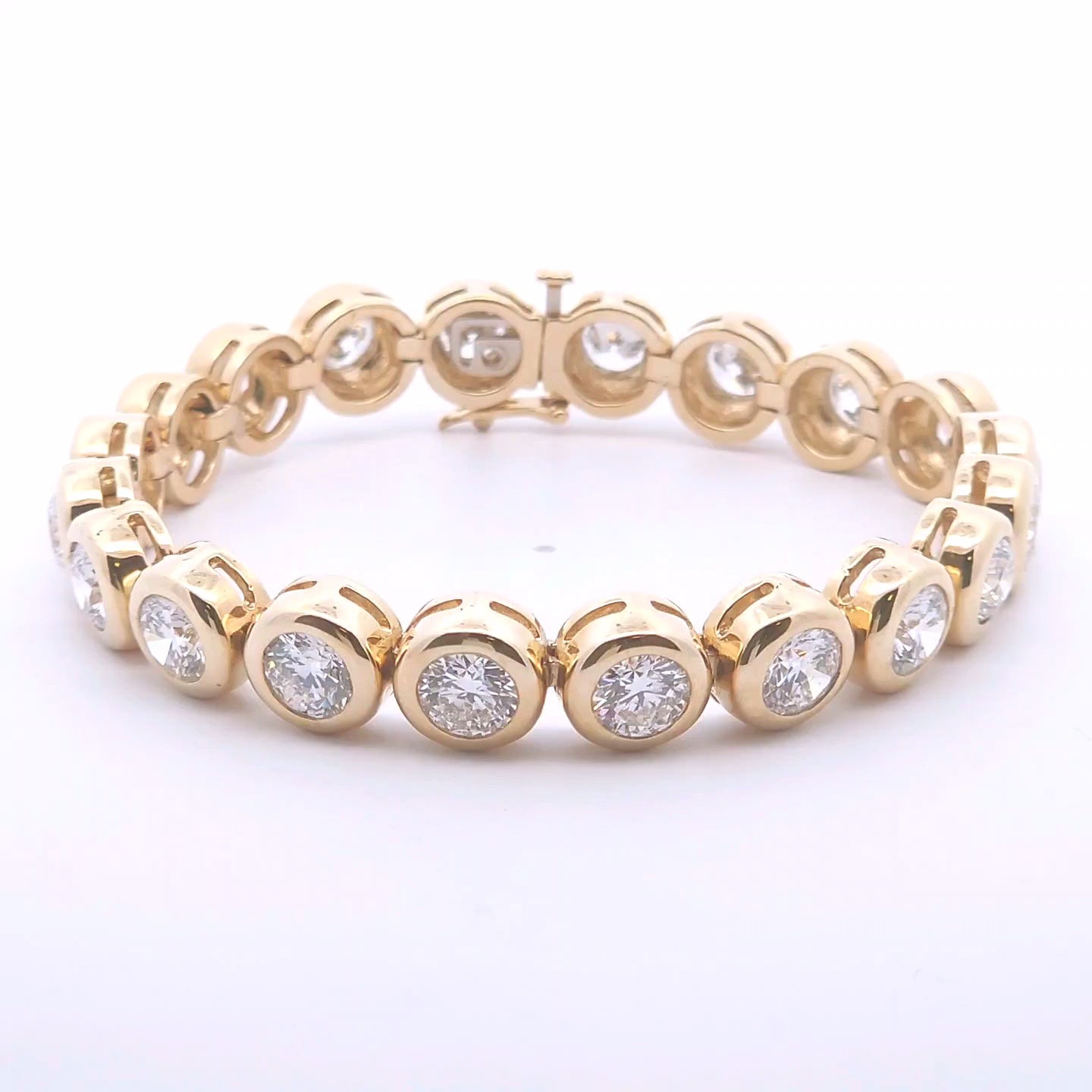 16.42ct Lab Bezel Tennis Bracelet in 14k Gold
