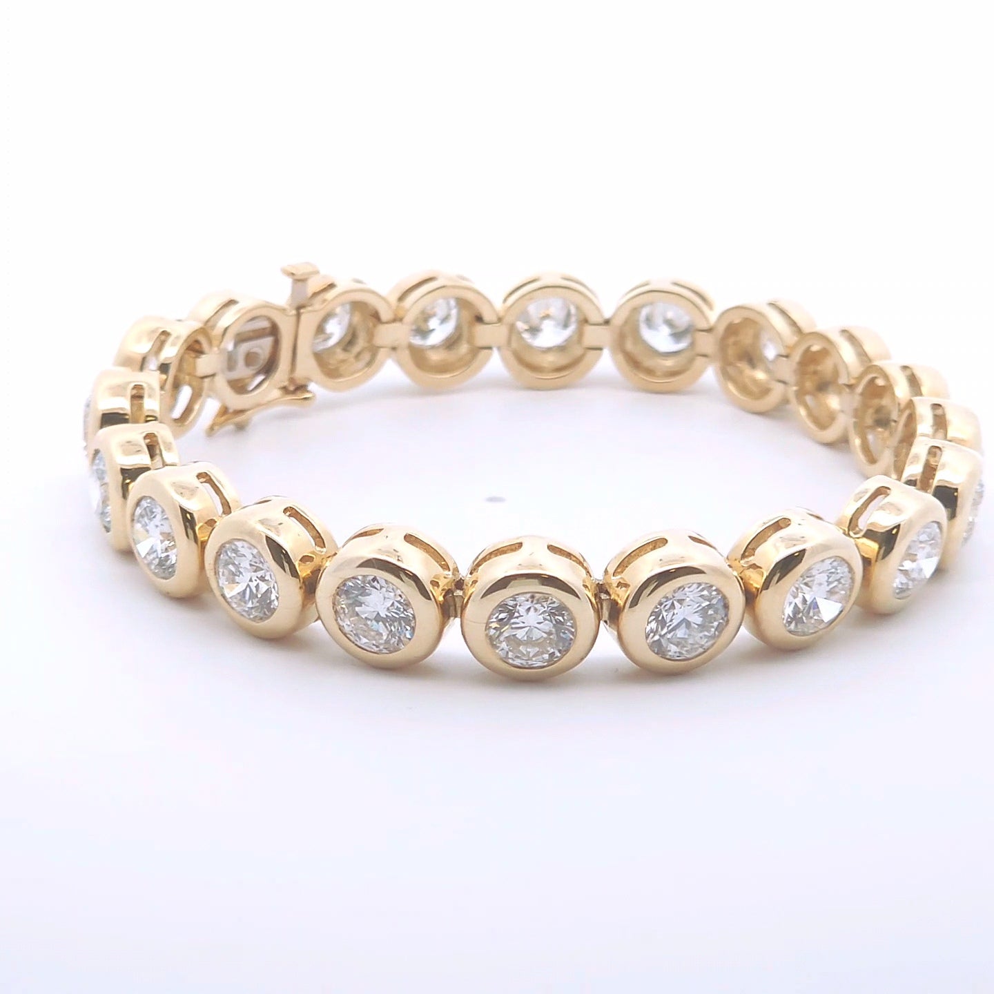 16.42ct Lab Bezel Tennis Bracelet in 14k Gold