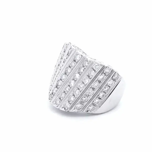 3 1/2 Carat Fancy Diamond Ring in 18K White Gold