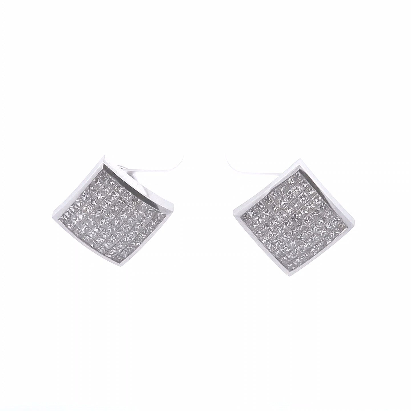 5.73ct Princess Cut Diamond Earrings set in 18k Gold