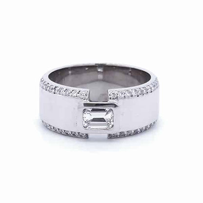 1 1/2 Carat Designer Diamond Gents Ring in 14K White Gold