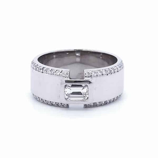 1 1/2 Carat Designer Diamond Gents Ring in 14K White Gold