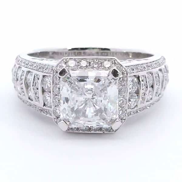 Krizanti 1 1/3 ct Halo Semi Mount Ring in 18K