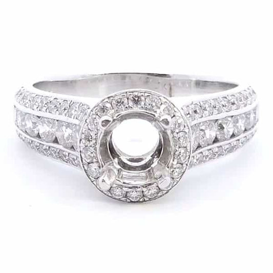 Krizanti 1 1/2 ct Halo Semi Mount Ring in 18K