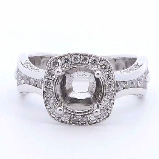 Krizanti 1 2/3 ct Halo Semi Mount Ring in 18K