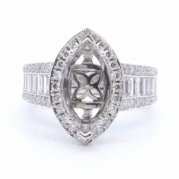 Krizanti 2 1/2 ct Halo Semi Mount Ring in 18K