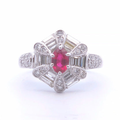 1.84ct Round Ruby Ring in 18k WG