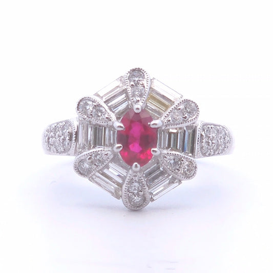 1.84ct Round Ruby Ring in 18k WG