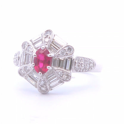 1.84ct Round Ruby Ring in 18k WG