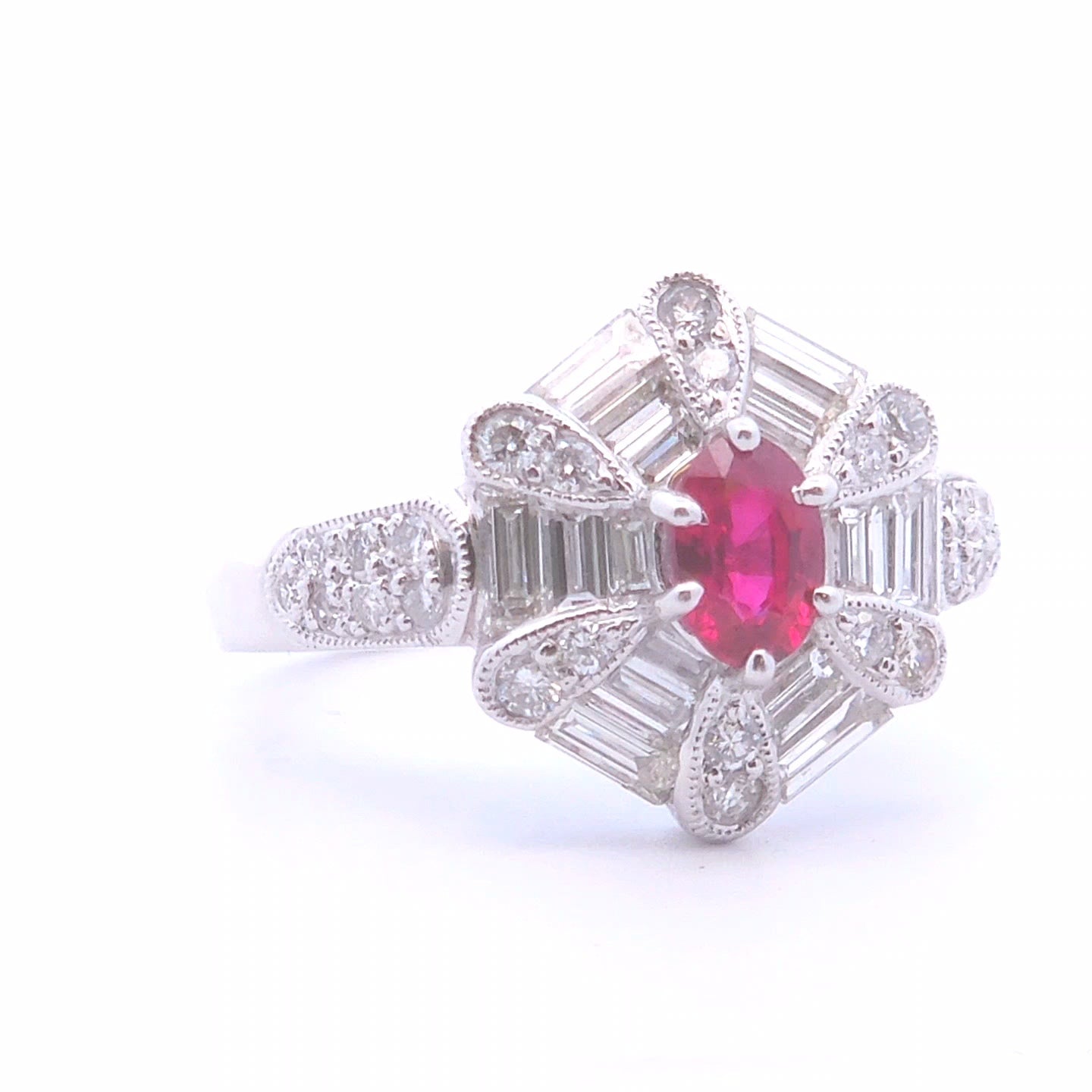 1.84ct Round Ruby Ring in 18k WG