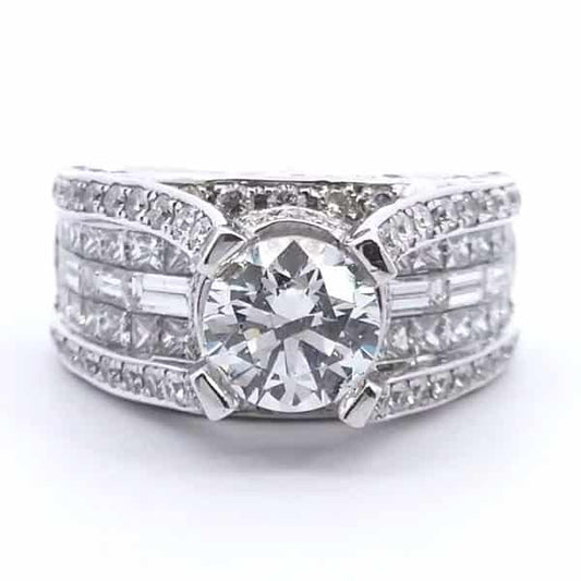 Krizanti 3 1/2 ct Halo Semi Mount Ring in 18K