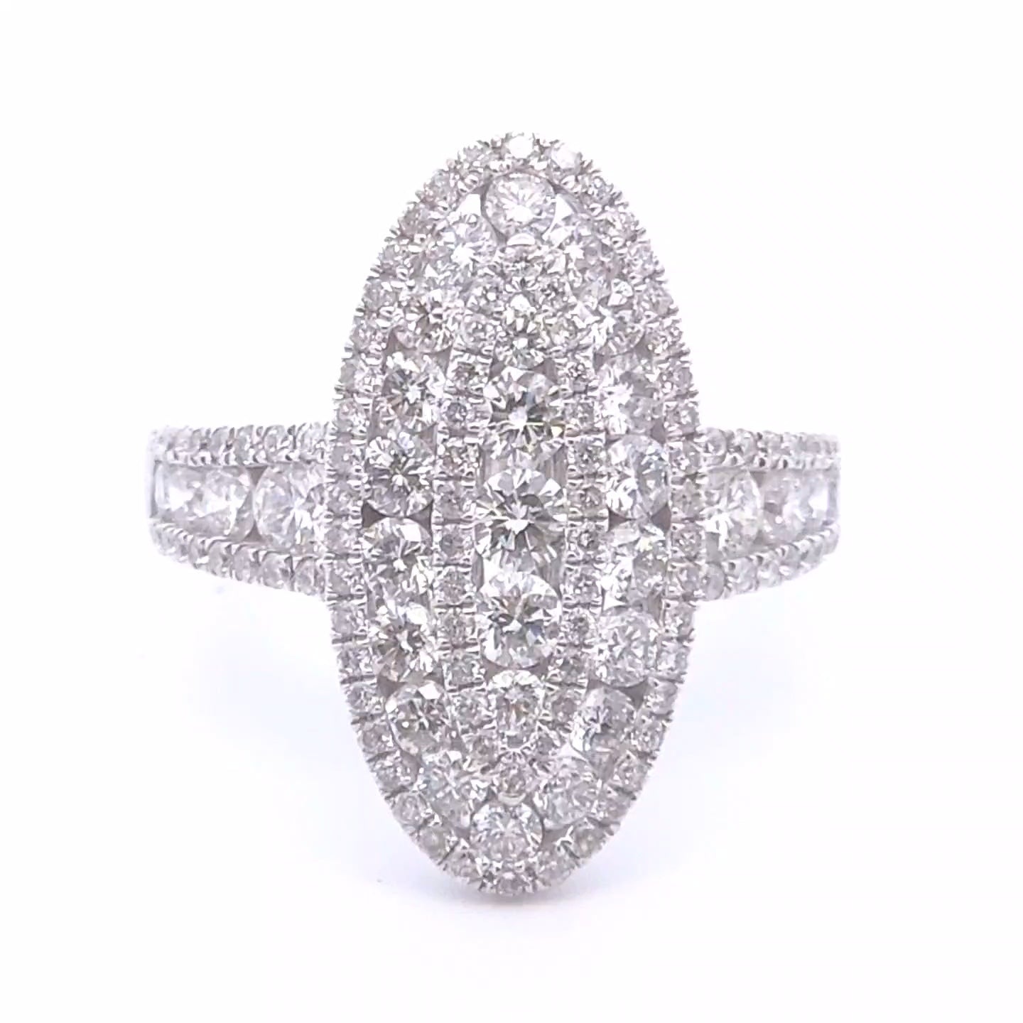 2.18 Oval Diamond Fashion Ring in 18k WG