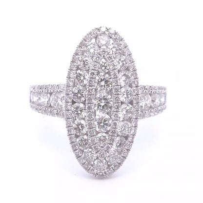 2.18 Oval Diamond Fashion Ring in 18k WG