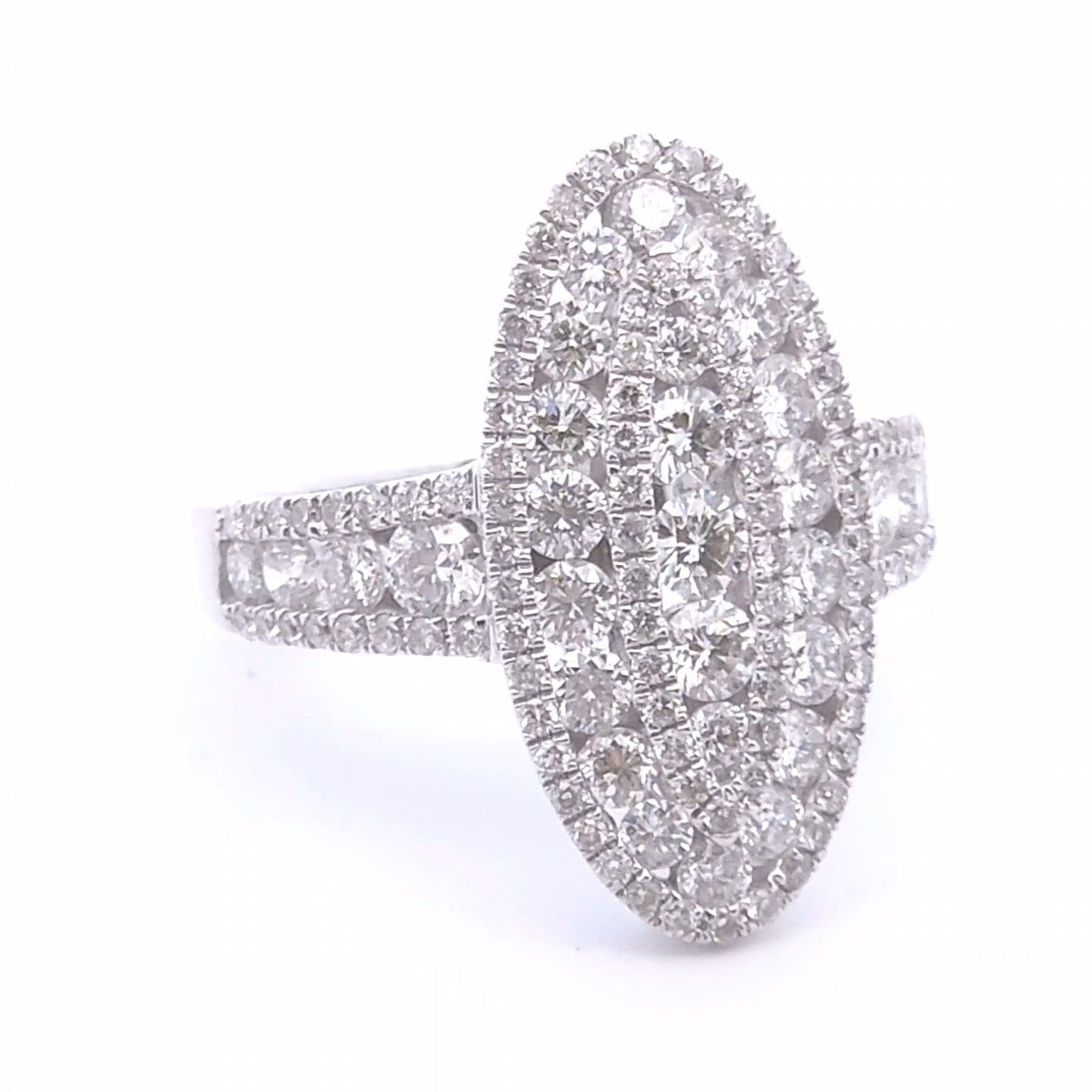 2.18 Oval Diamond Fashion Ring in 18k WG