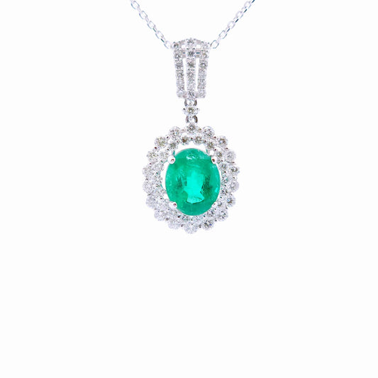 3 1/2 Carat Round Emerald Pendant in 18K