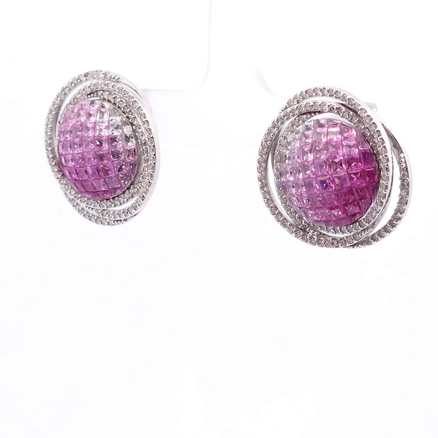 6 1/2 Carat Pink Sapphire Saturn Earrings in 18K