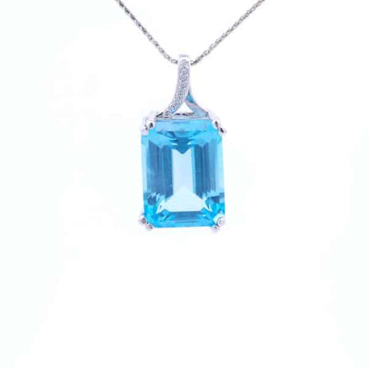 27 1/4 ct Blue Topaz Pendant in 10K White Gold