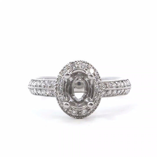 0.41ct Round Diamond Platinum Halo Semi-Mount