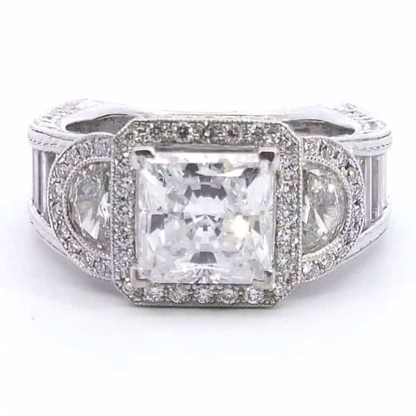 Krizanti 3 1/2 ct Halo Semi Mount Ring in 18K