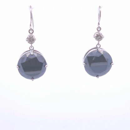 27.82ct Round Black Enhanced Diamond Earrings in 10k WG