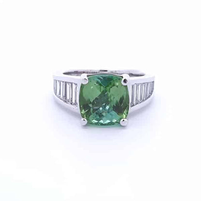 Green Tourmaline 6 Carat Ring in 14K