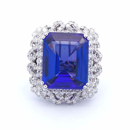 Tanzanite 23 Carat Ring in 18K