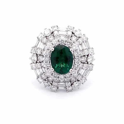 Green Tourmaline 4 Carat Ring in 18K