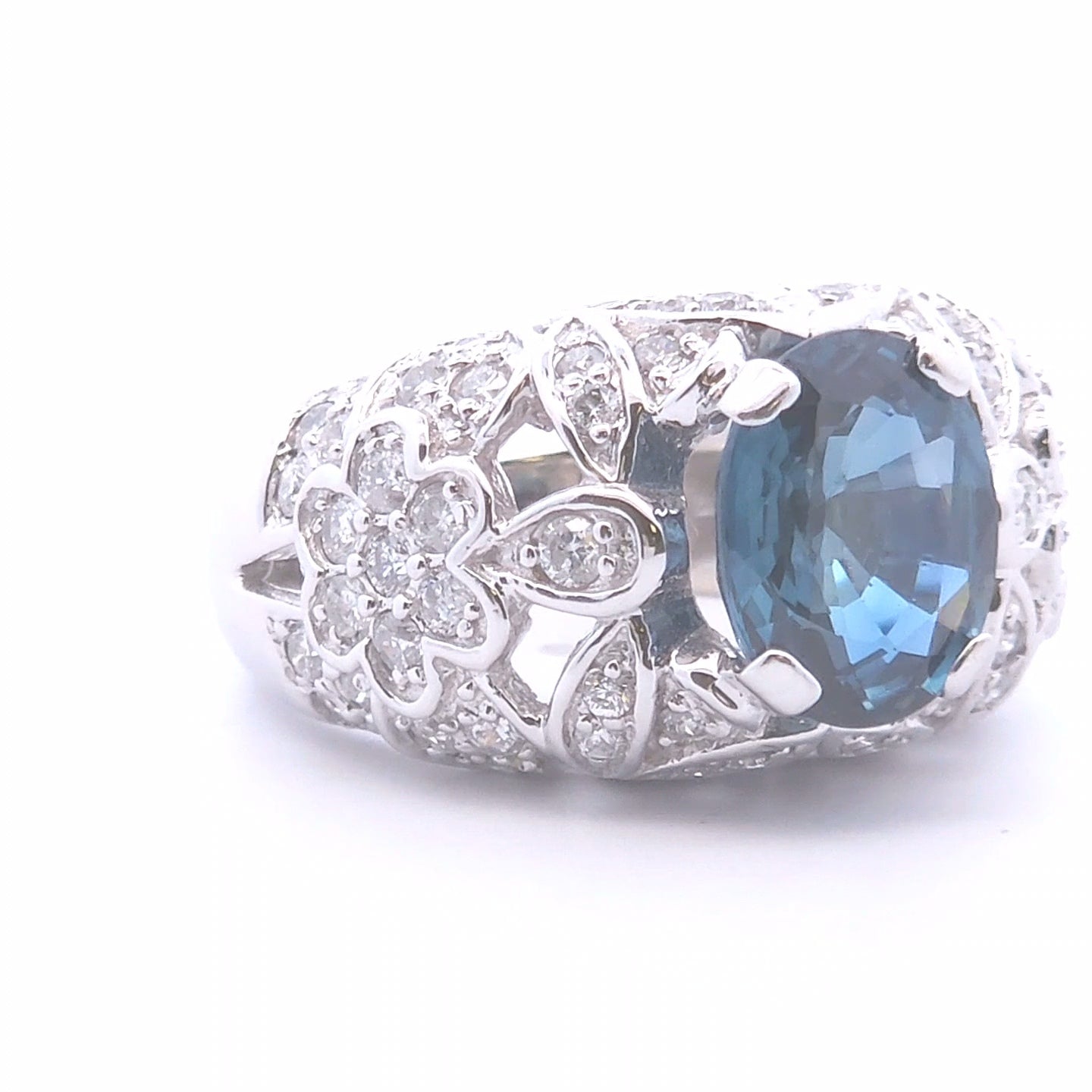 4.66ct Dia Sapphire Ring in 14k WG