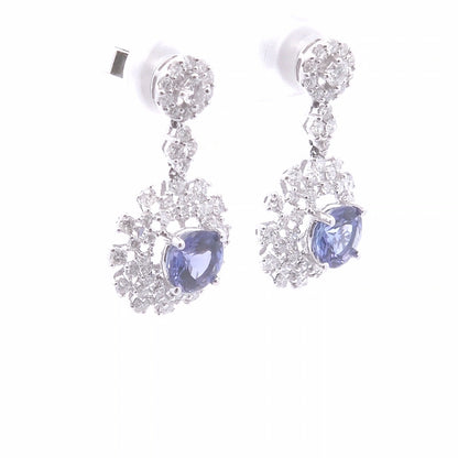 3.89ct Round Halo Diamond Tanzanite Earrings in 18k WG