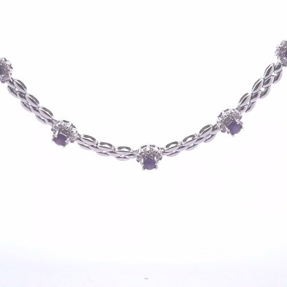 3.18ct Oval Amethyst and Diamond Necklace in 14k WG