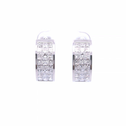 5.00ct Princess Cut Lab Diamond Invisible Hoop Earrings in 14k WG