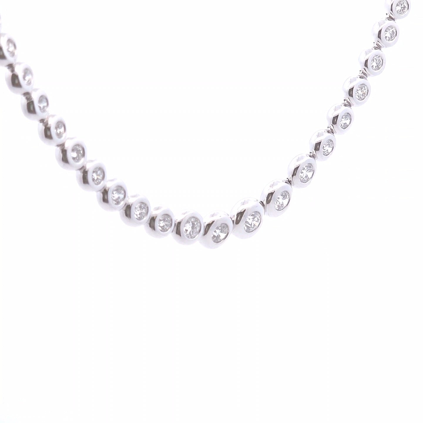 6.97ct Round Lab Diamond Bezel Set Necklace in 14k WG