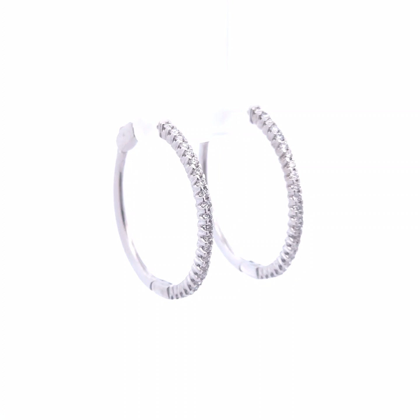 0.69ct Round Lab Diamond Hoop Earrings in 10k WG