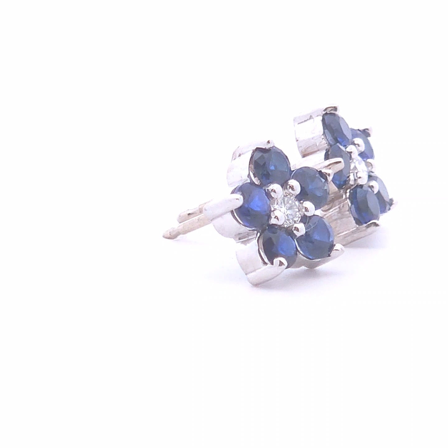 1.19ct Round Lab Diamond Sapphire Studs in 14k WG