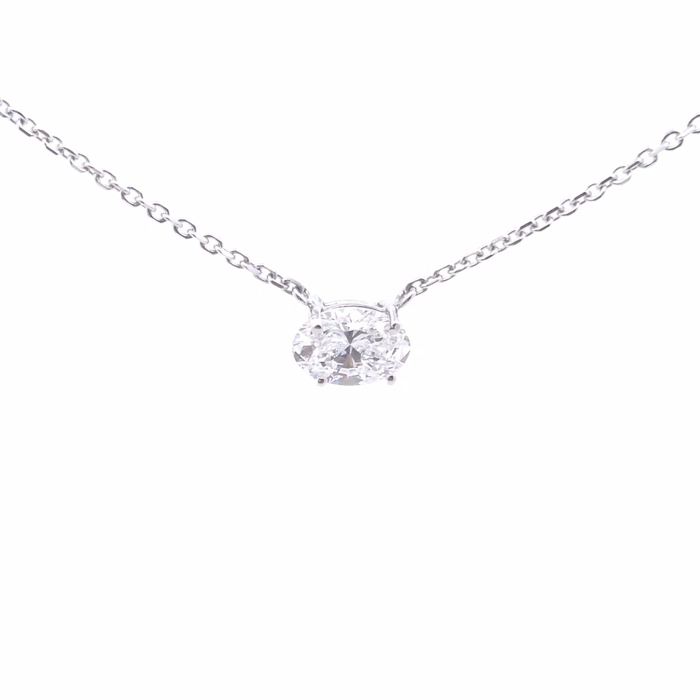 1.24ct Lab Oval Diamond Solitaire Pendant in 14k WG