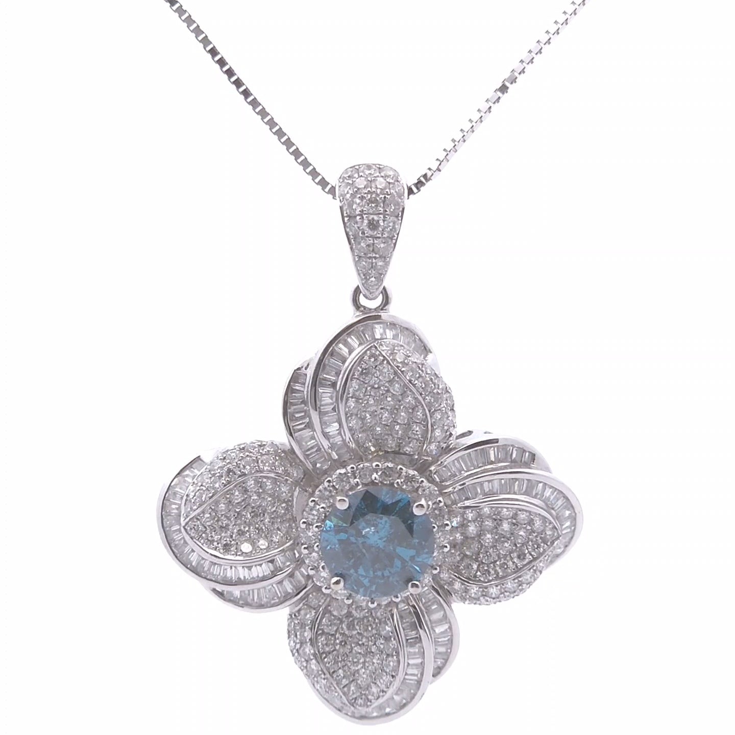 7.86ct Blue Diamond Pendant in 18k White Gold