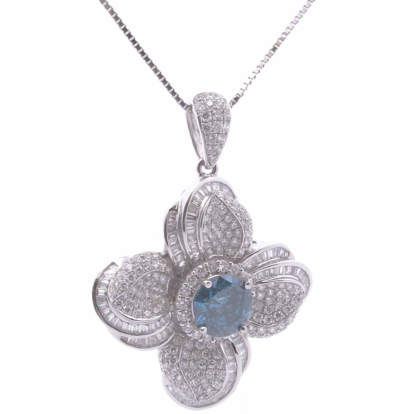 7.86ct Blue Diamond Pendant in 18k White Gold