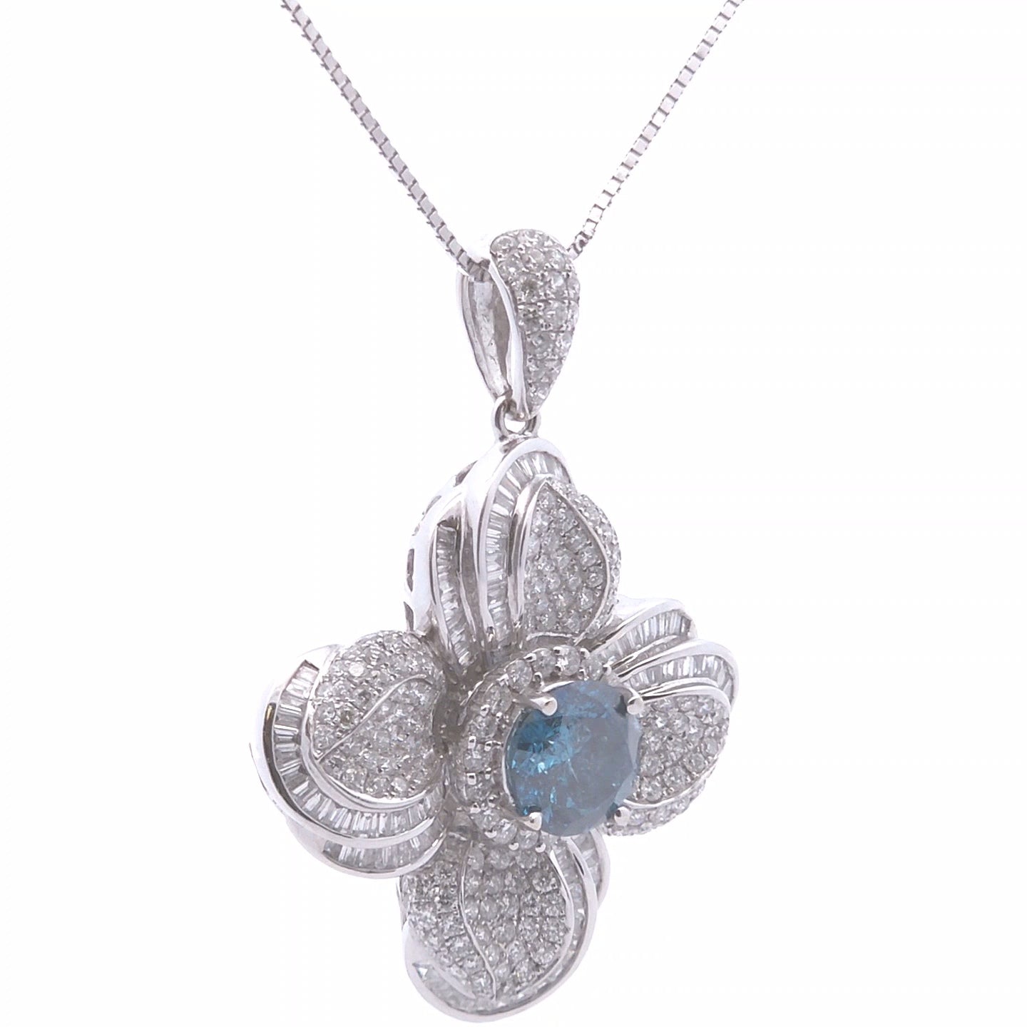 7.86ct Blue Diamond Pendant in 18k White Gold