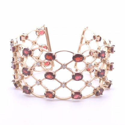 29.40ct Garnet and Diamond Bracelet in 14k Yellow Gold